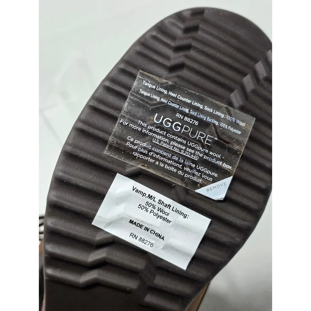 UGG Cecile Waterproof Duck Boots Stout Brown Leather Lace Up 1095156 Womens Sz 7